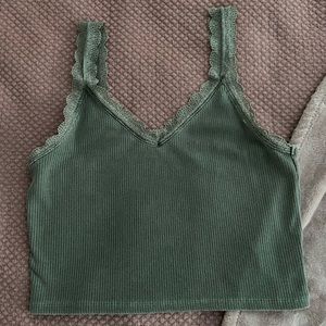 American Eagle green lacy crop top